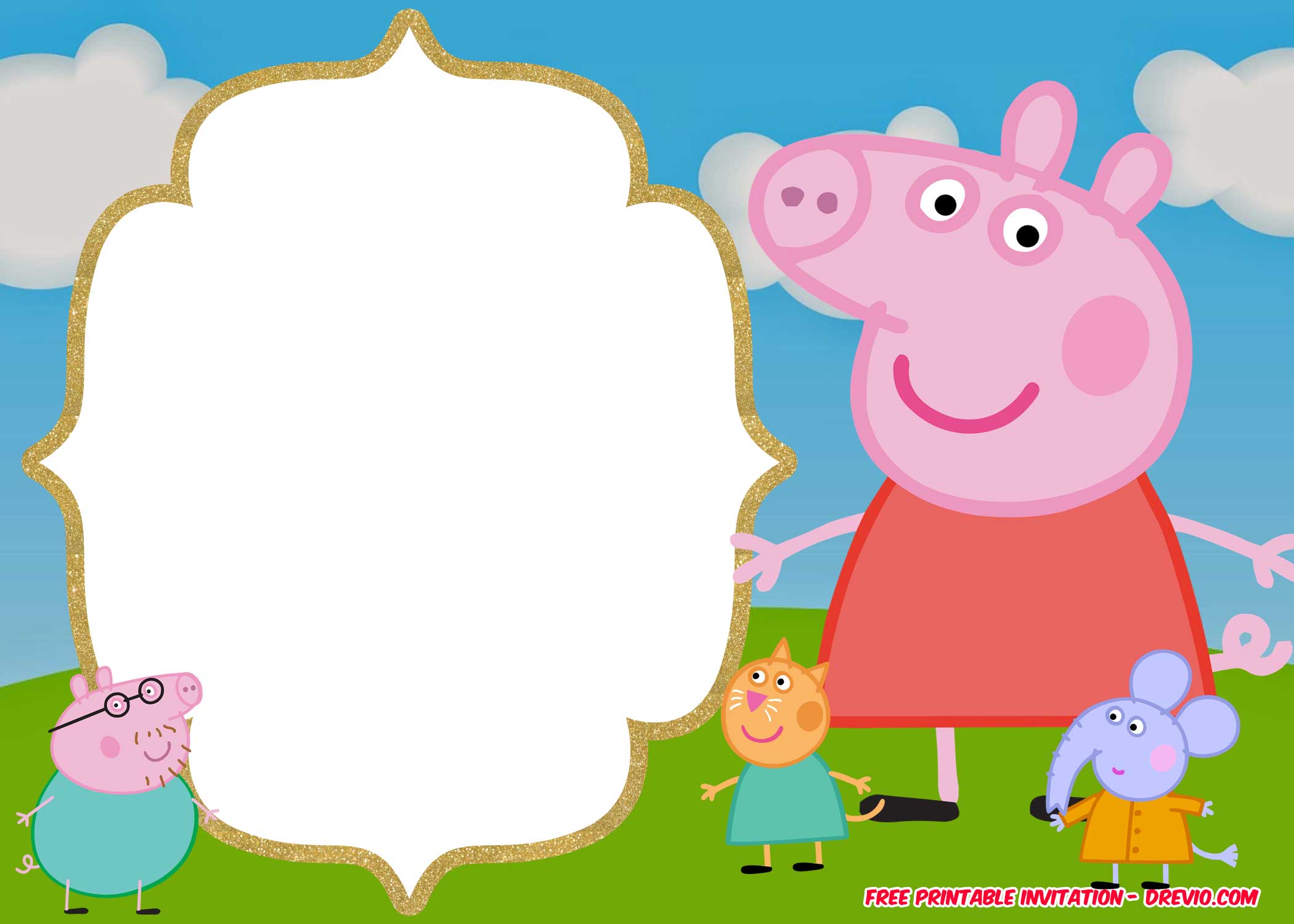 FREE Printable Peppa Pig Invitation Birthday template