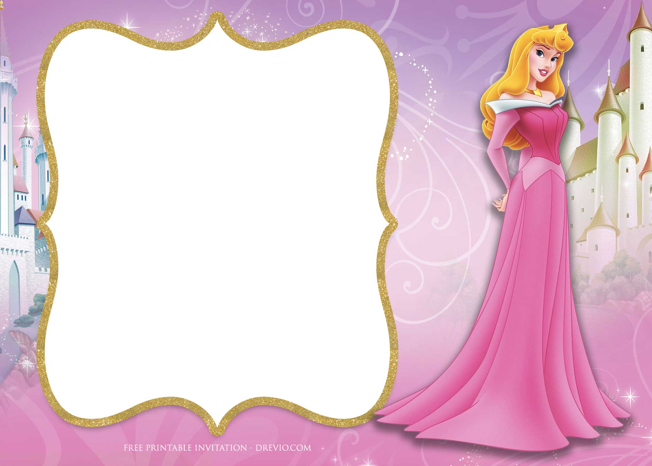 FREE Printable Princess Aurora Invitation Template