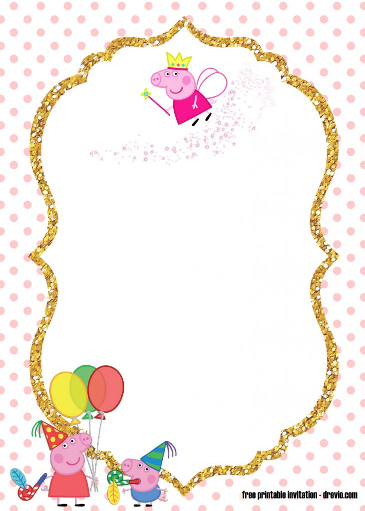 Fairy Peppa pig invitation template 2