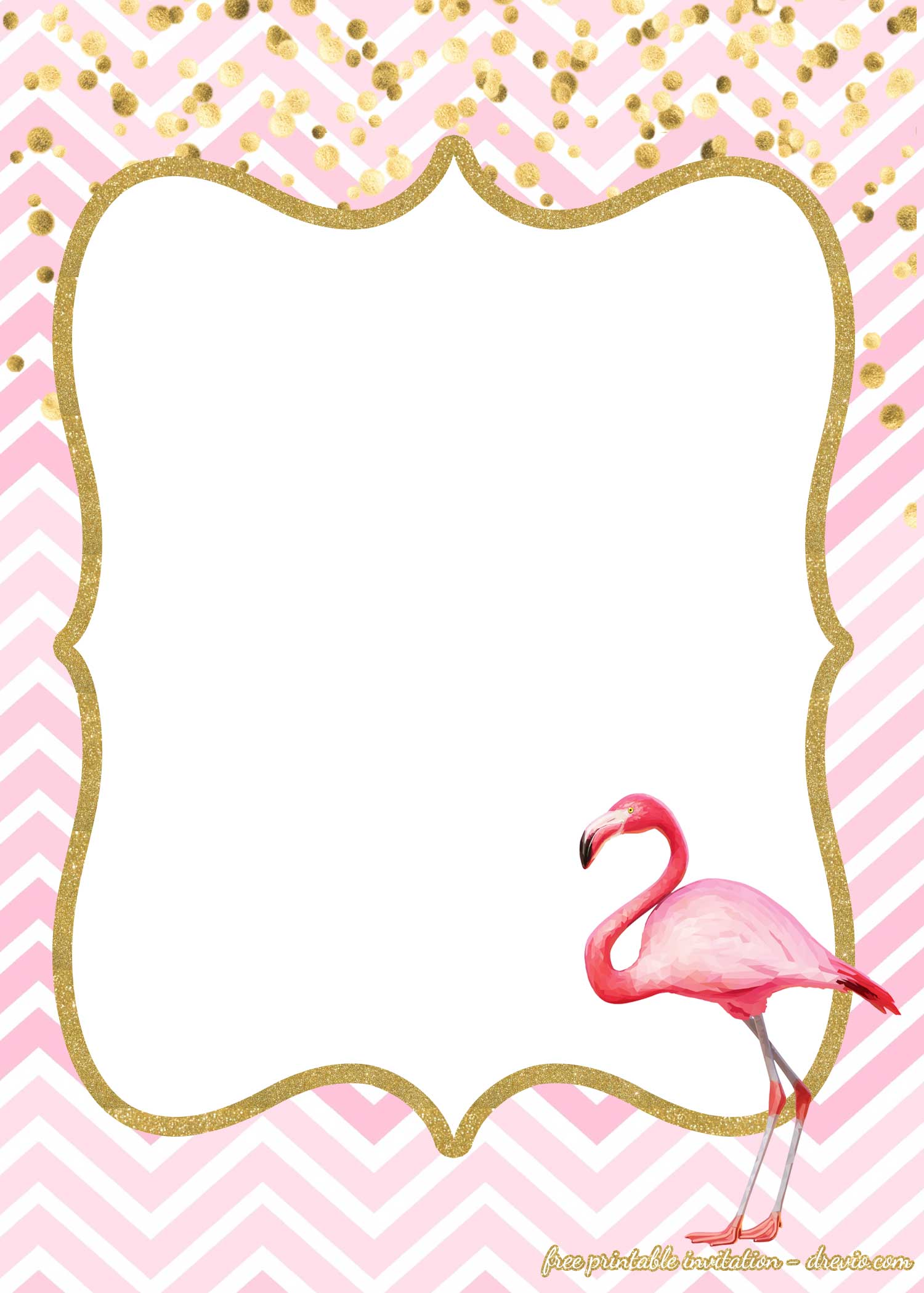 One Chevron Pink Flamengo First Birthday Invitation