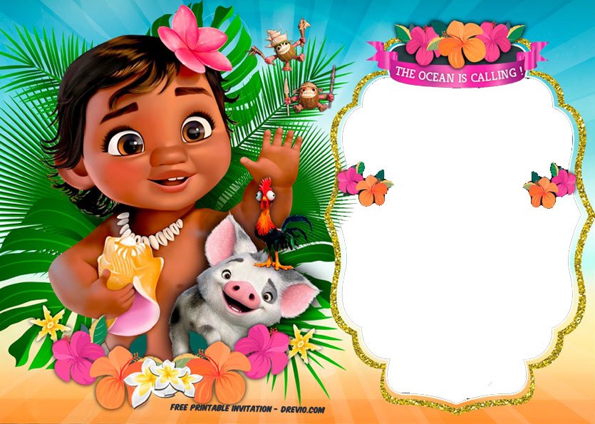 FREE Moana Invitation Templates Girl