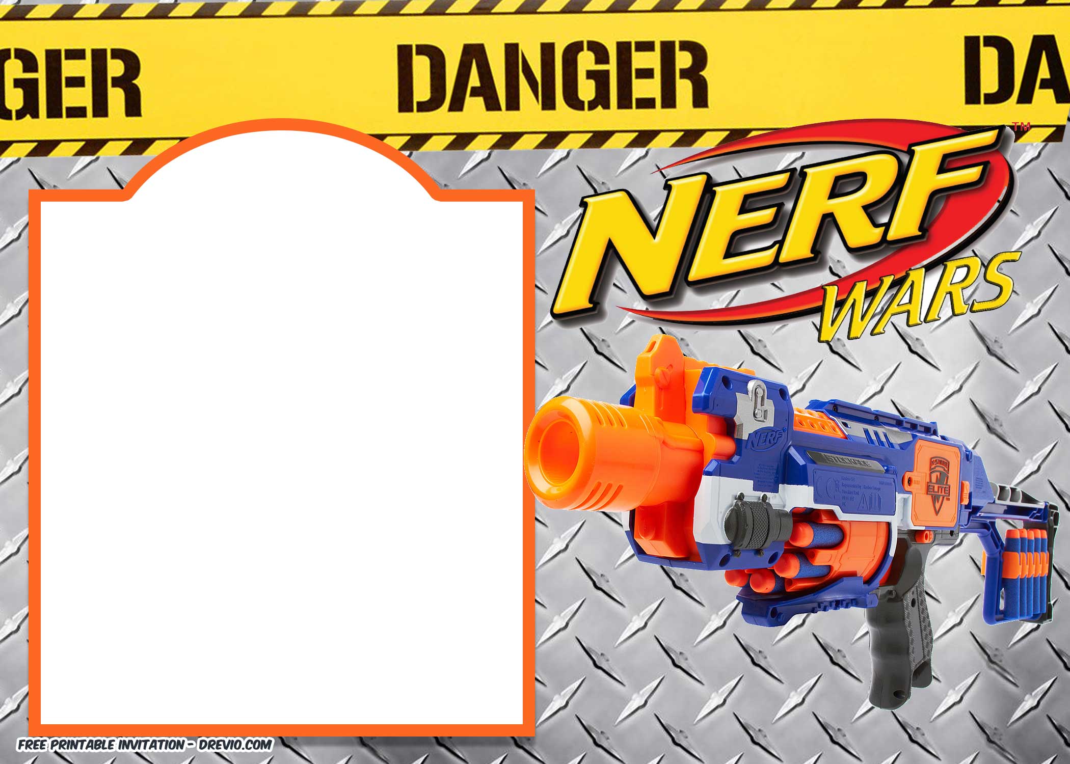 FREE Printable Nerf Gun Birthday Party Invitation
