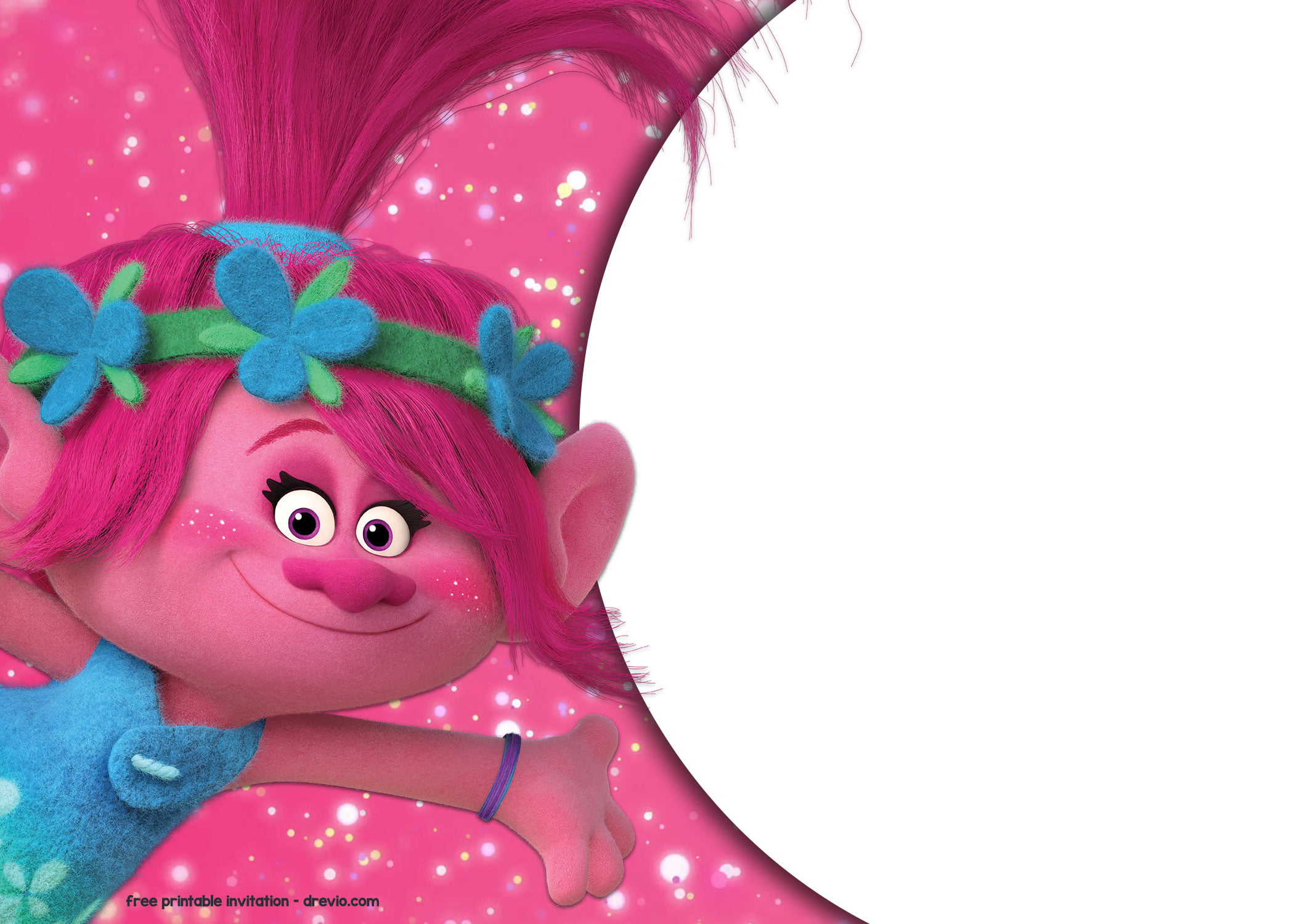FREE Printable Trolls Birthday Invitation Templates Poppy Trolls