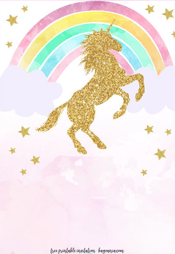 FREE Unicorn Invitation Golden Unicorn