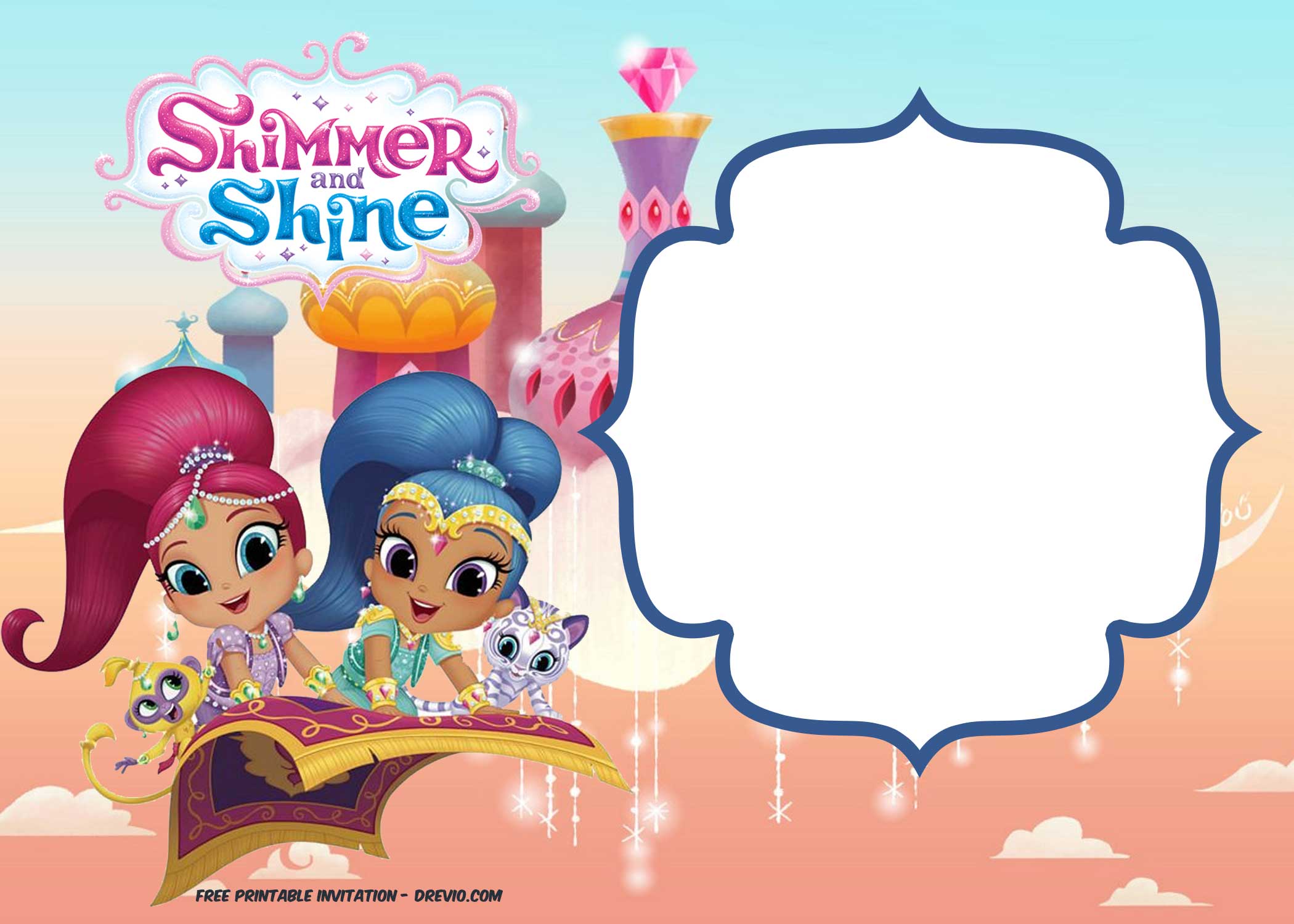 Shimmer and Shine Invitation Template