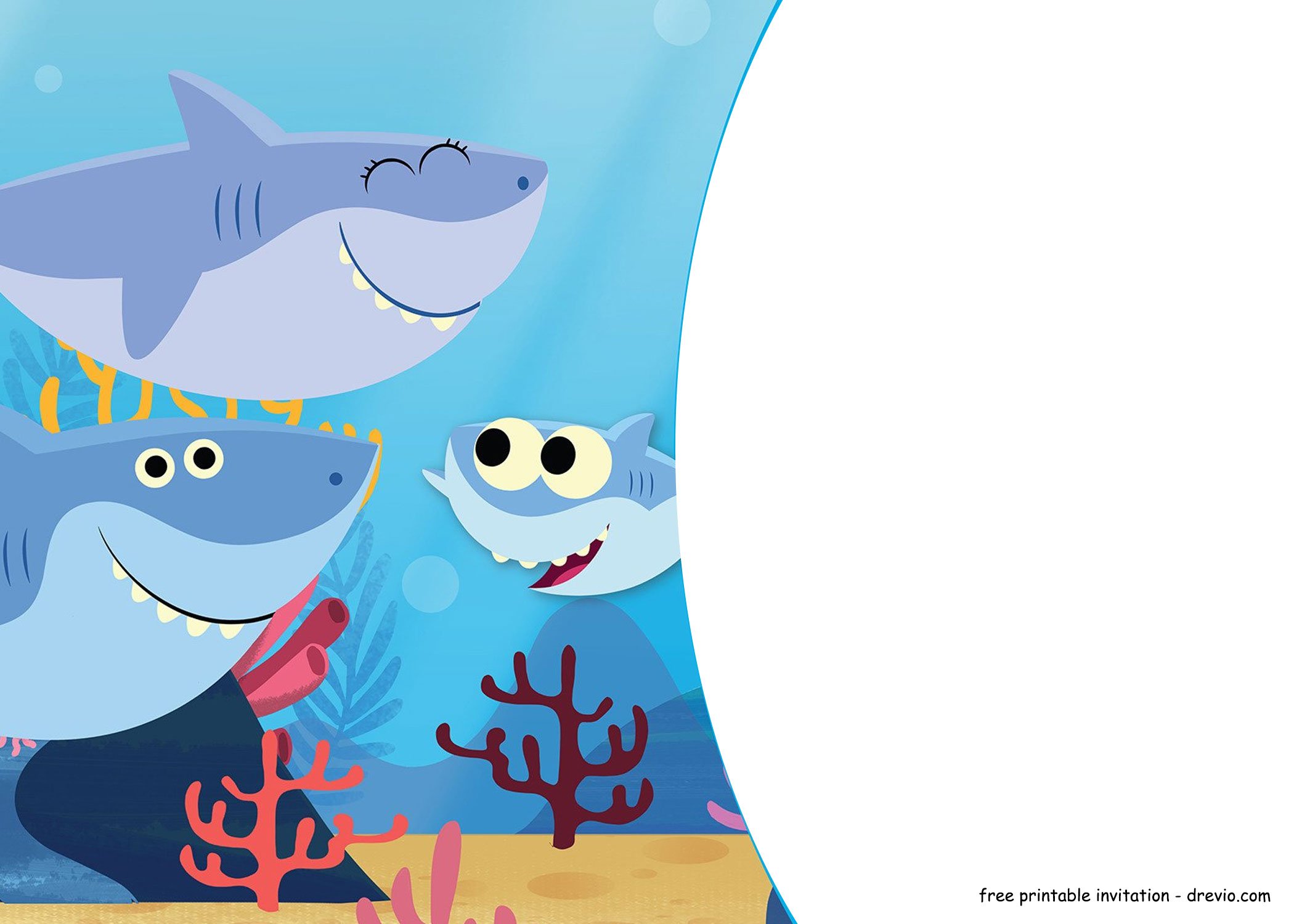 FREE Printable Baby Shark Invitation Template Pinkfong