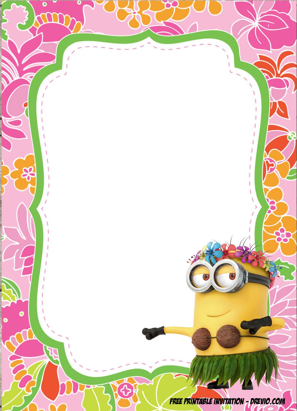 FREE Printable Hula Minion Luau Invitation Template