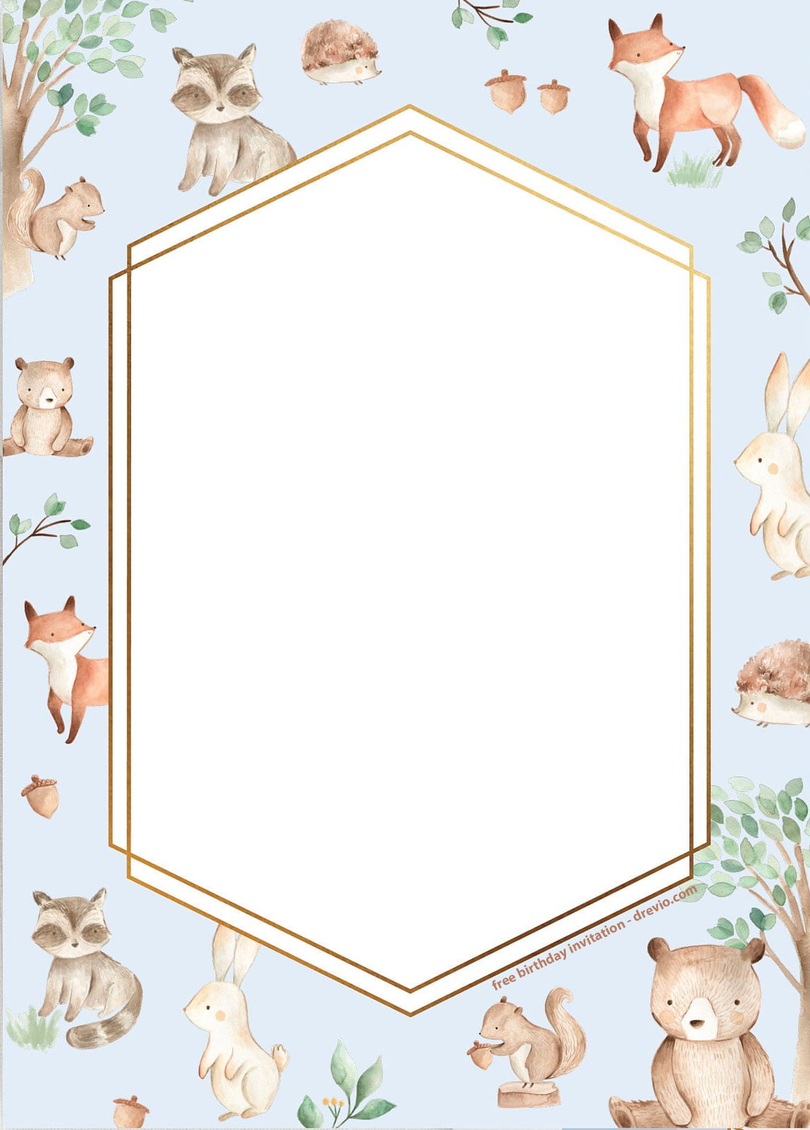 FREE Woodland Birthday Invitation Template blank