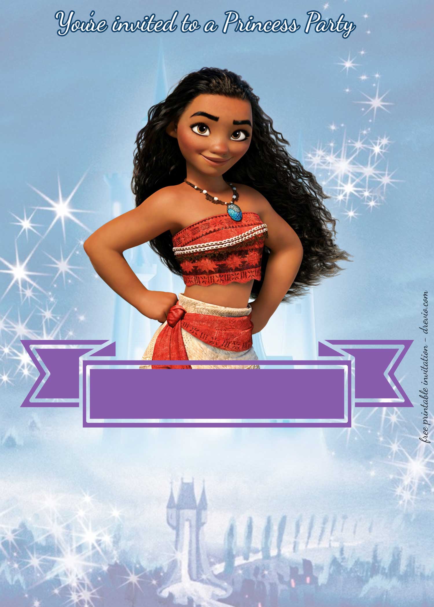 FREE Princess party invitation Moana invitation template