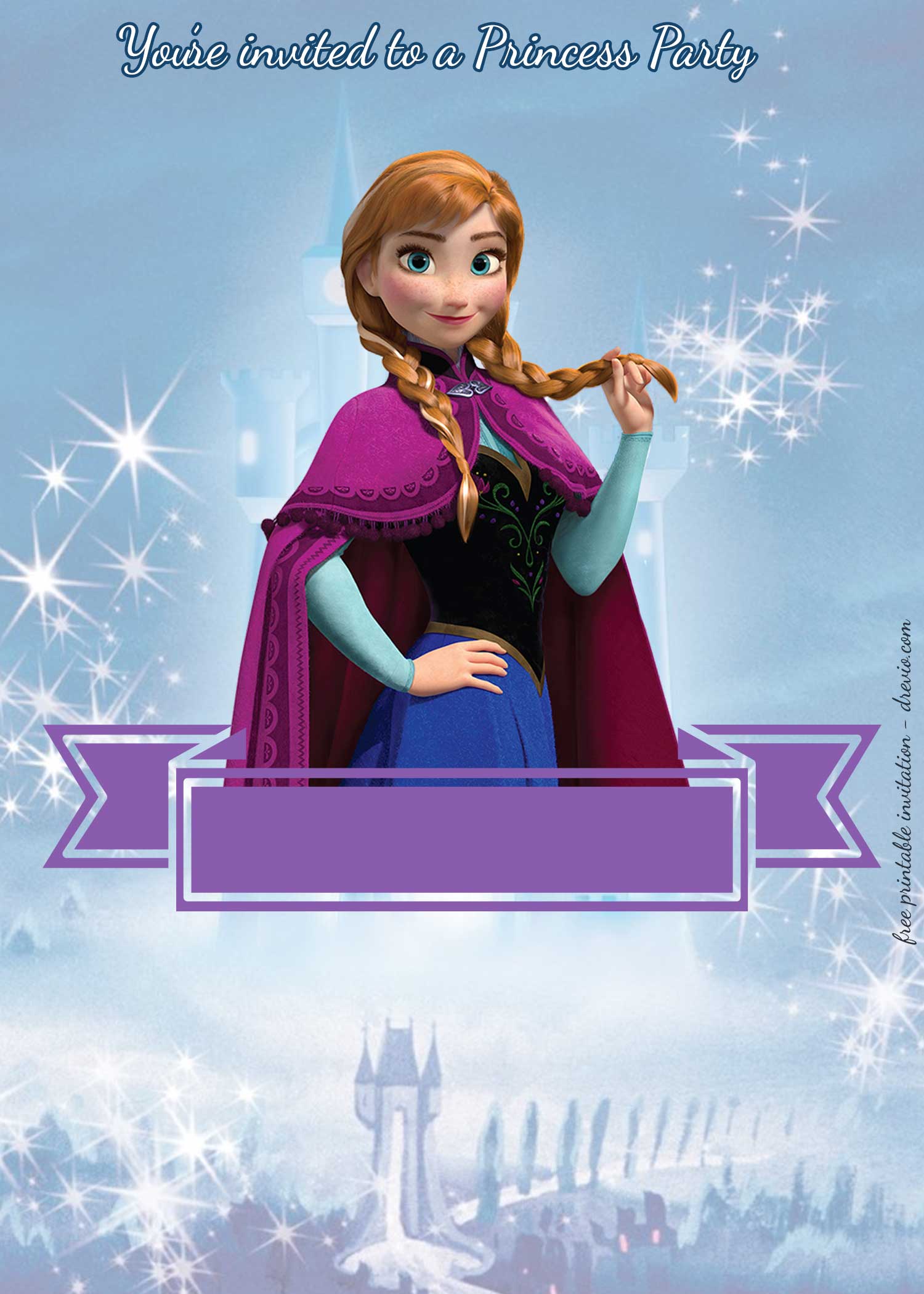 FREE Princess party invitation Princess Anna Frozen invitation template