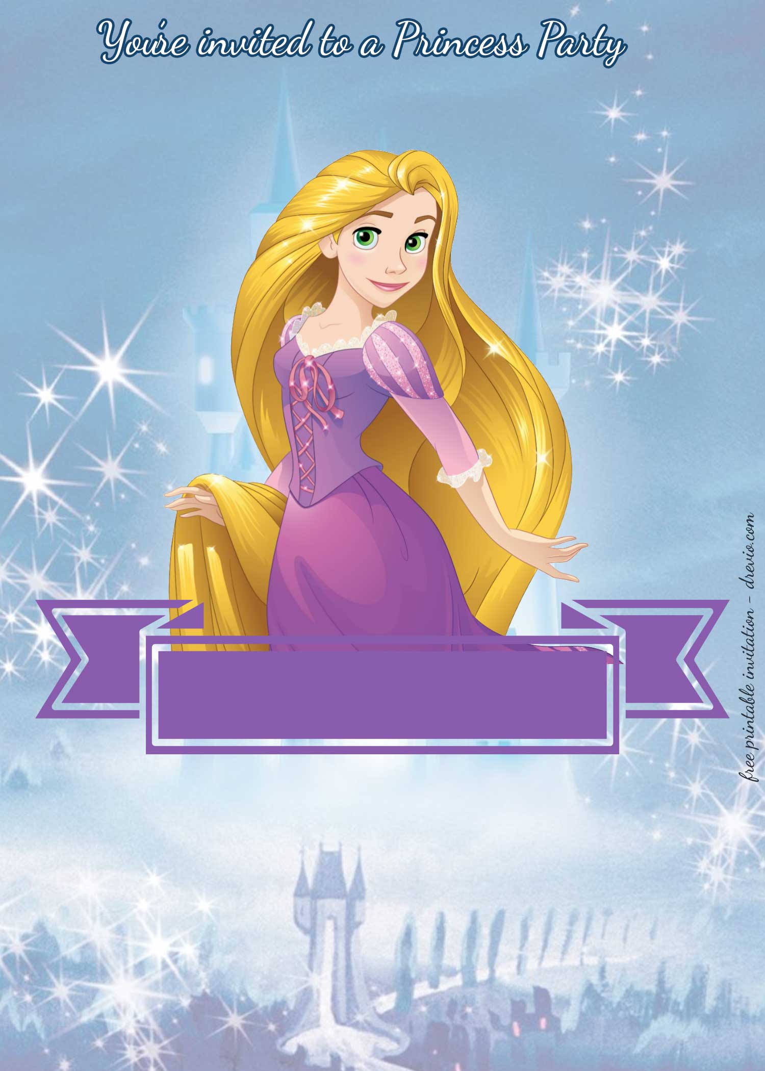 FREE Princess party invitation Rapunzel invitation template