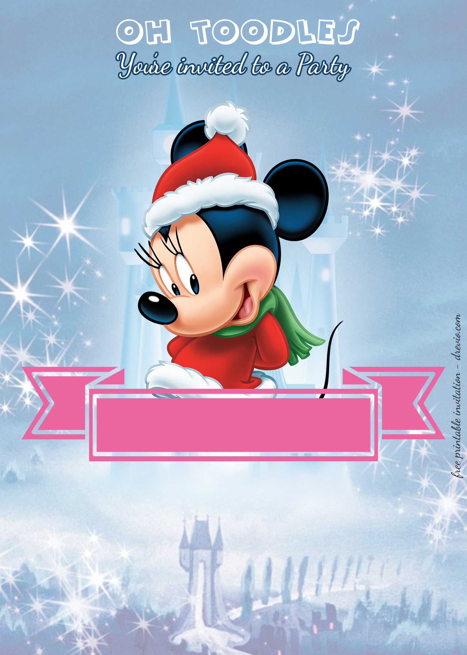 Minnie Mouse Disney Christmas Invitation Template