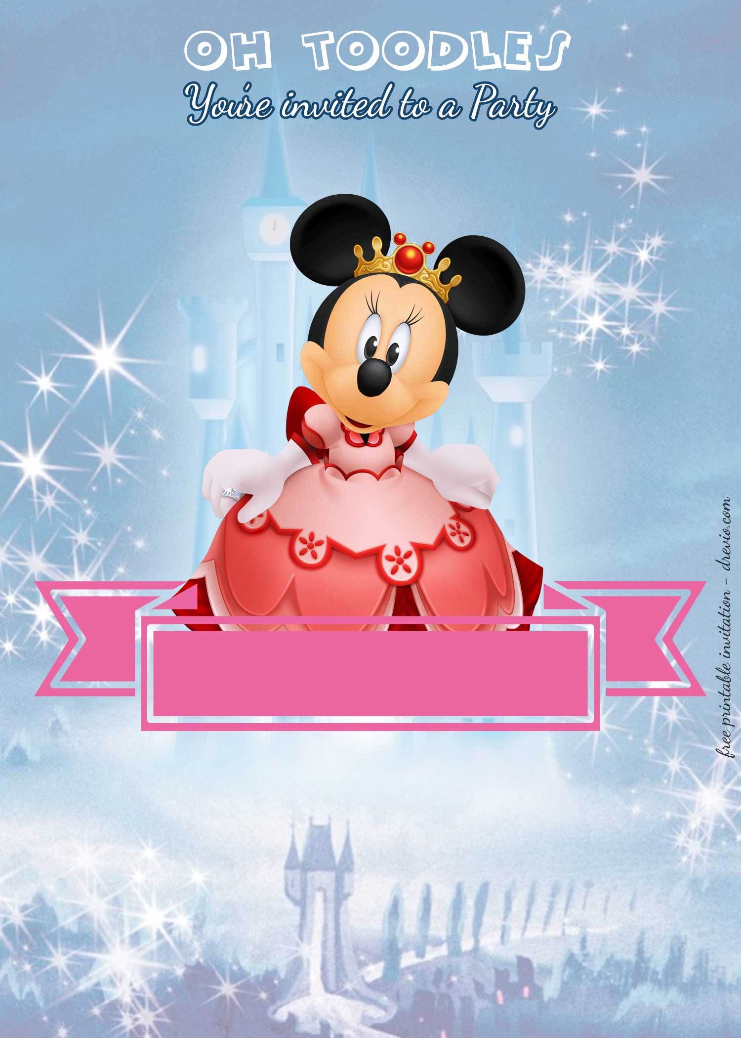 Minnie Mouse Disney Royal Invitation Template