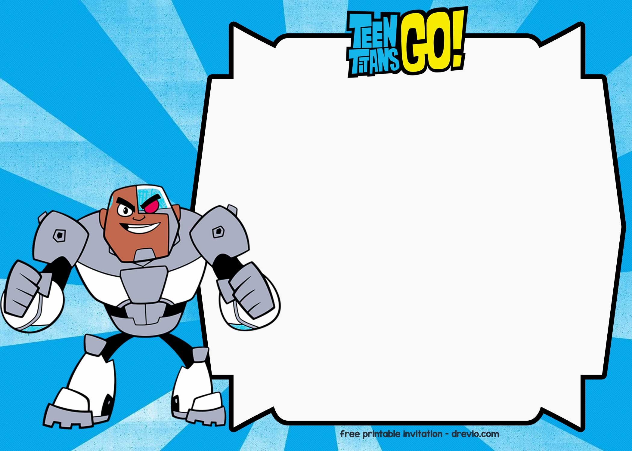 Teen Titans Go Cyborg Birthday Invitation template