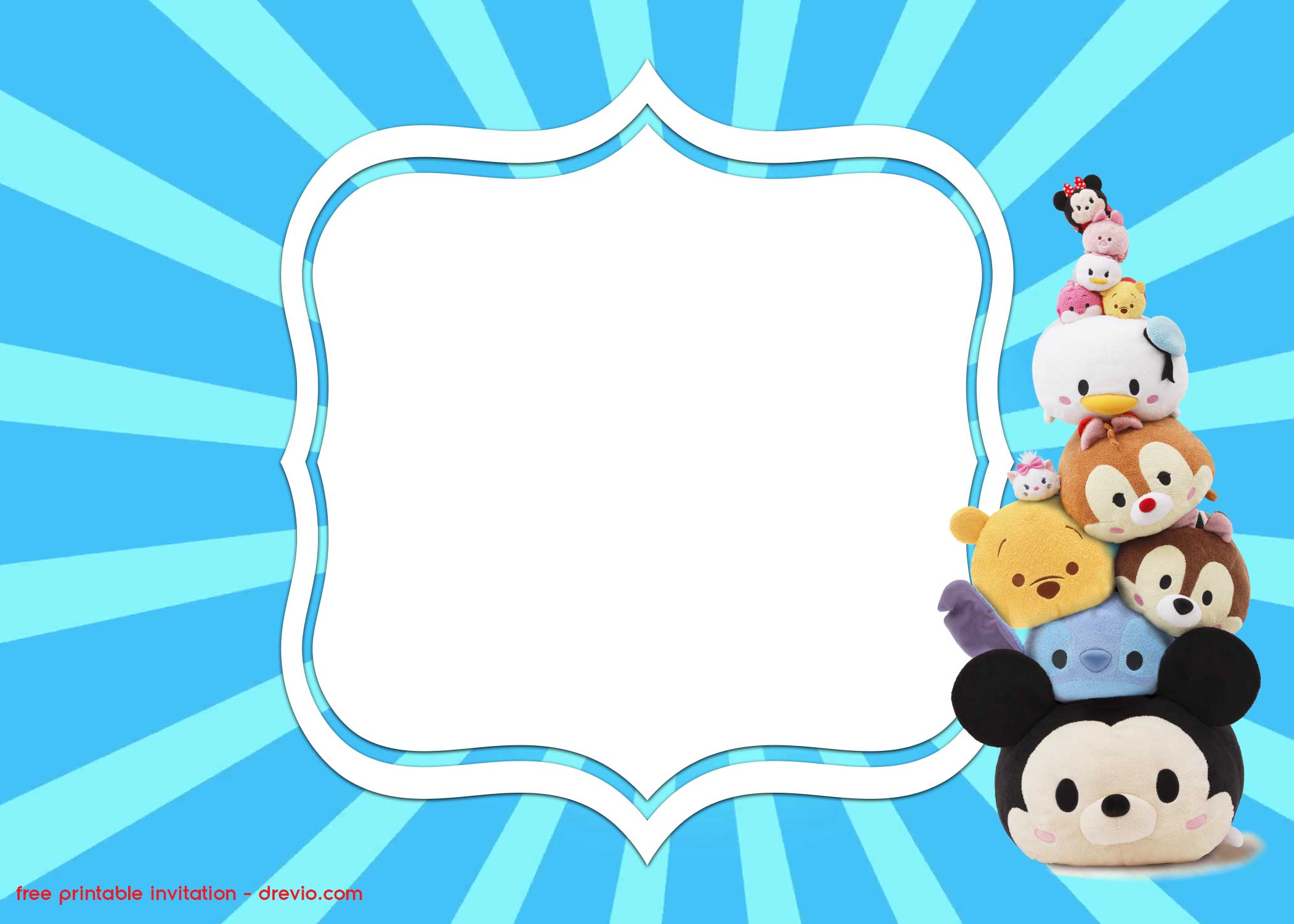 FREE Printable All Characters Disney Tsum Tsum Invitation template