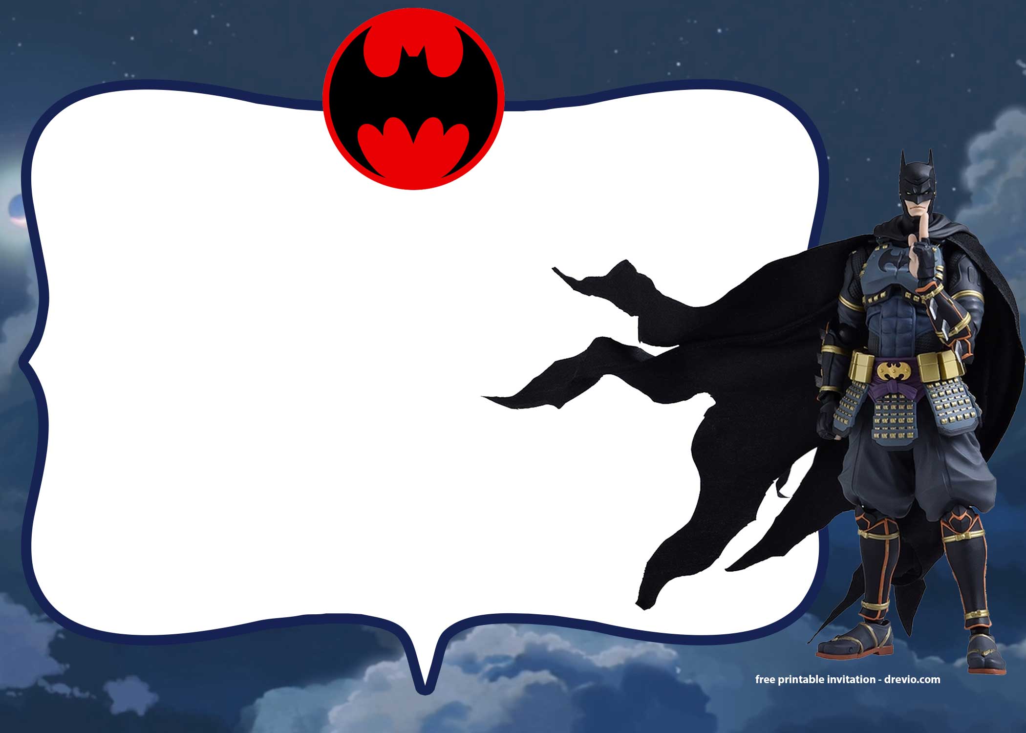 FREE Printable Cool Batman Ninja Invitation Template 1