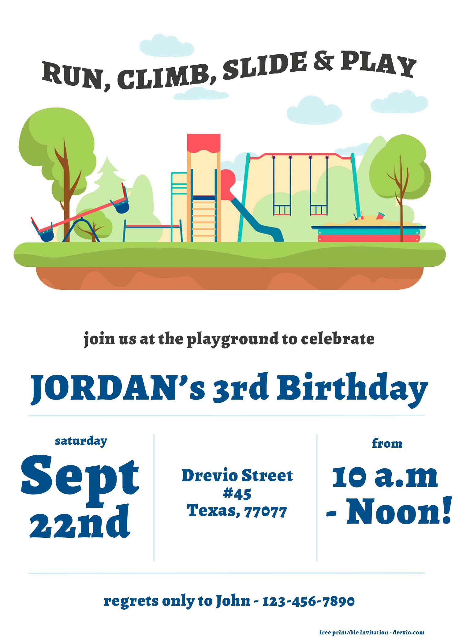 FREE Printable Playground Invitation Template preview