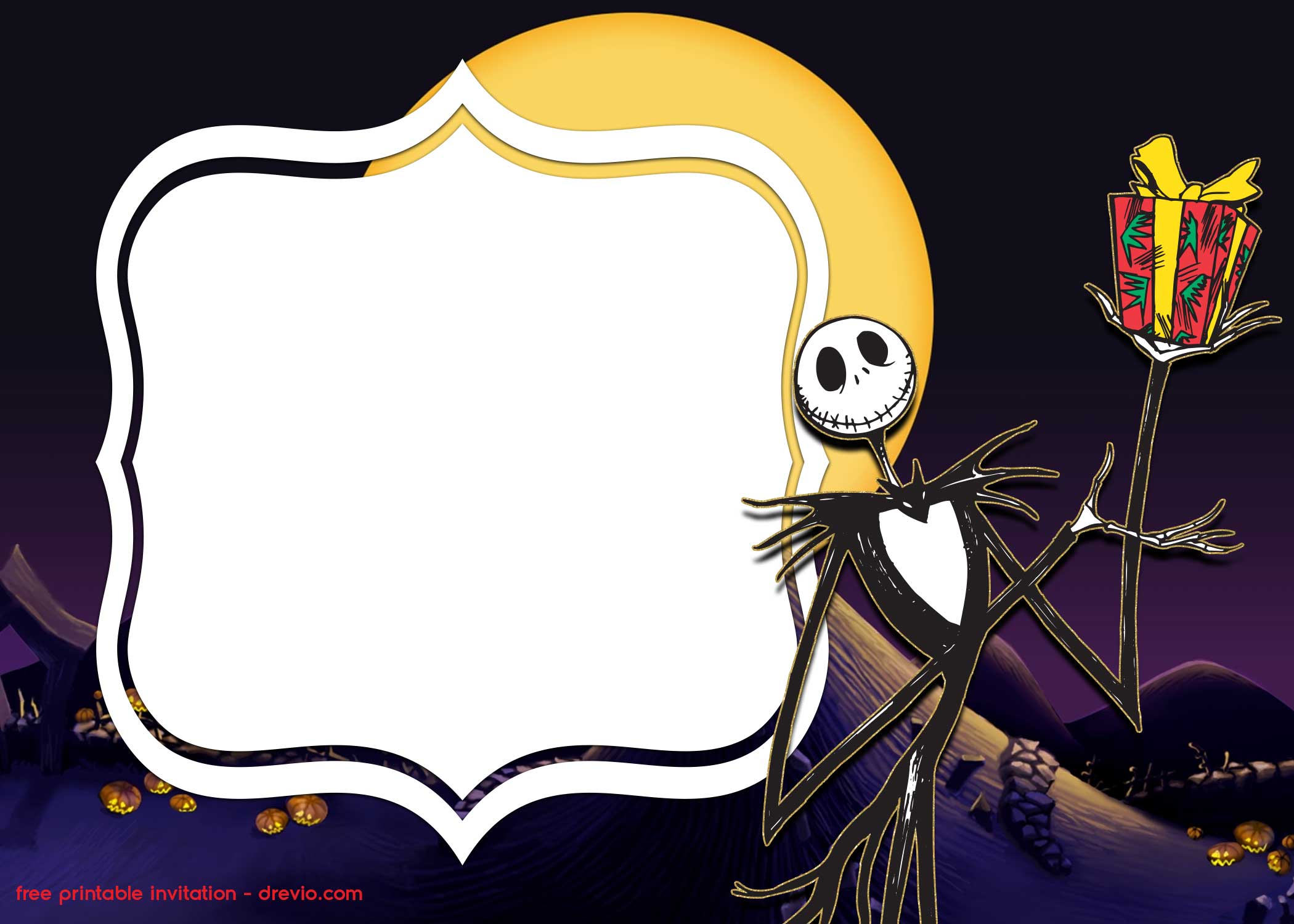 FREE Printable Scary Jack Skellington Invitation Template