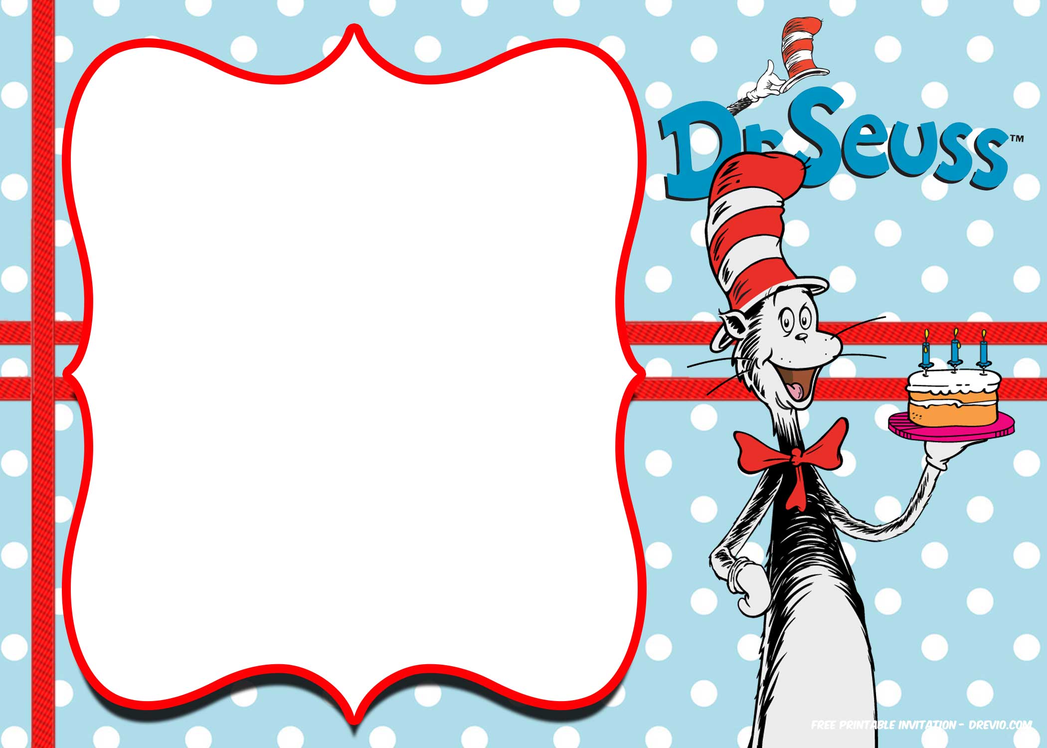 FREE Printable dr Seuss birthday cake Invitation Template