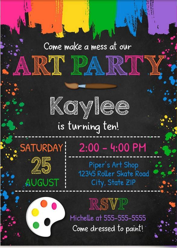 Art Party Preview Printable invitation