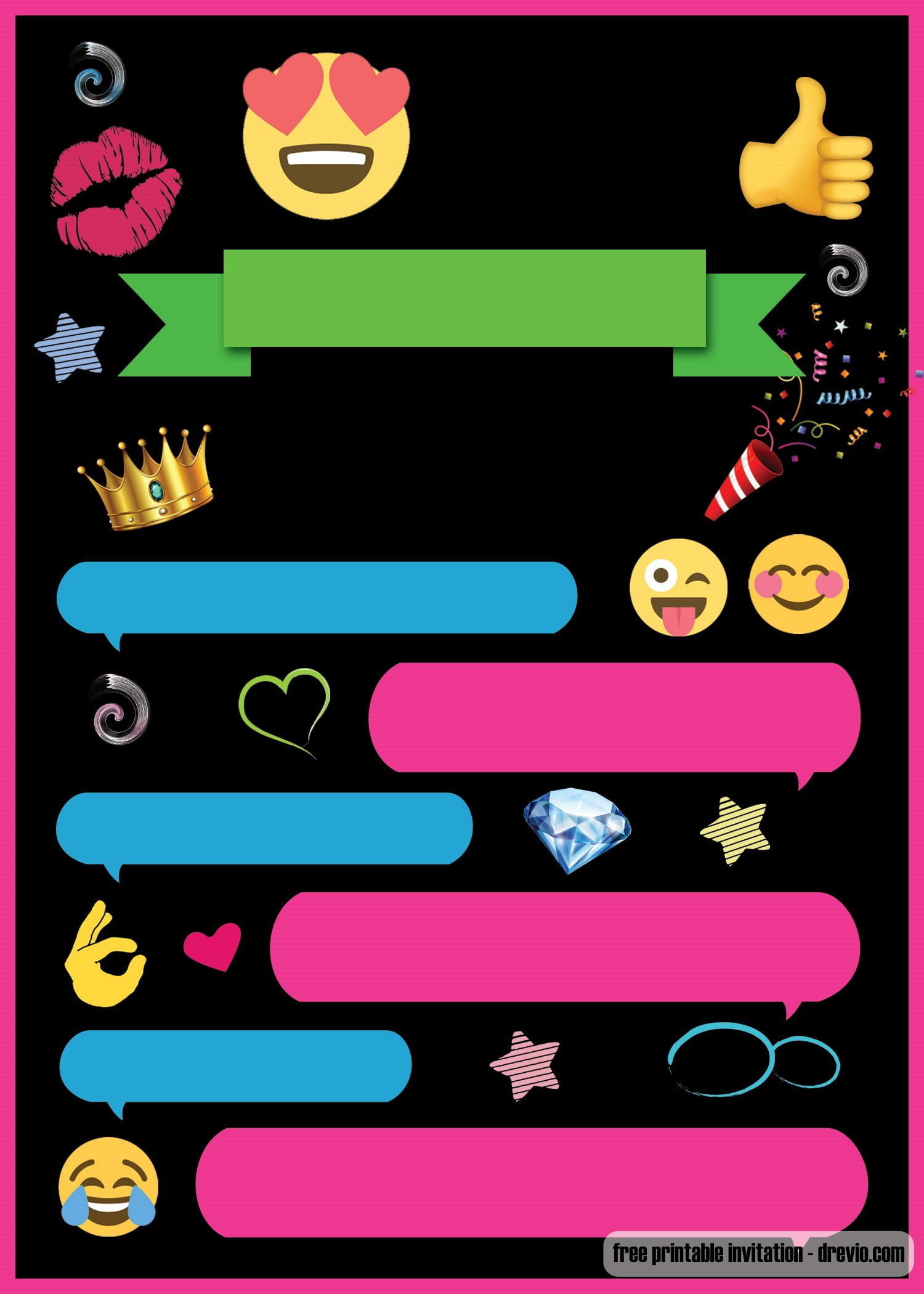 FREE Emoji CHat Invitation template printable