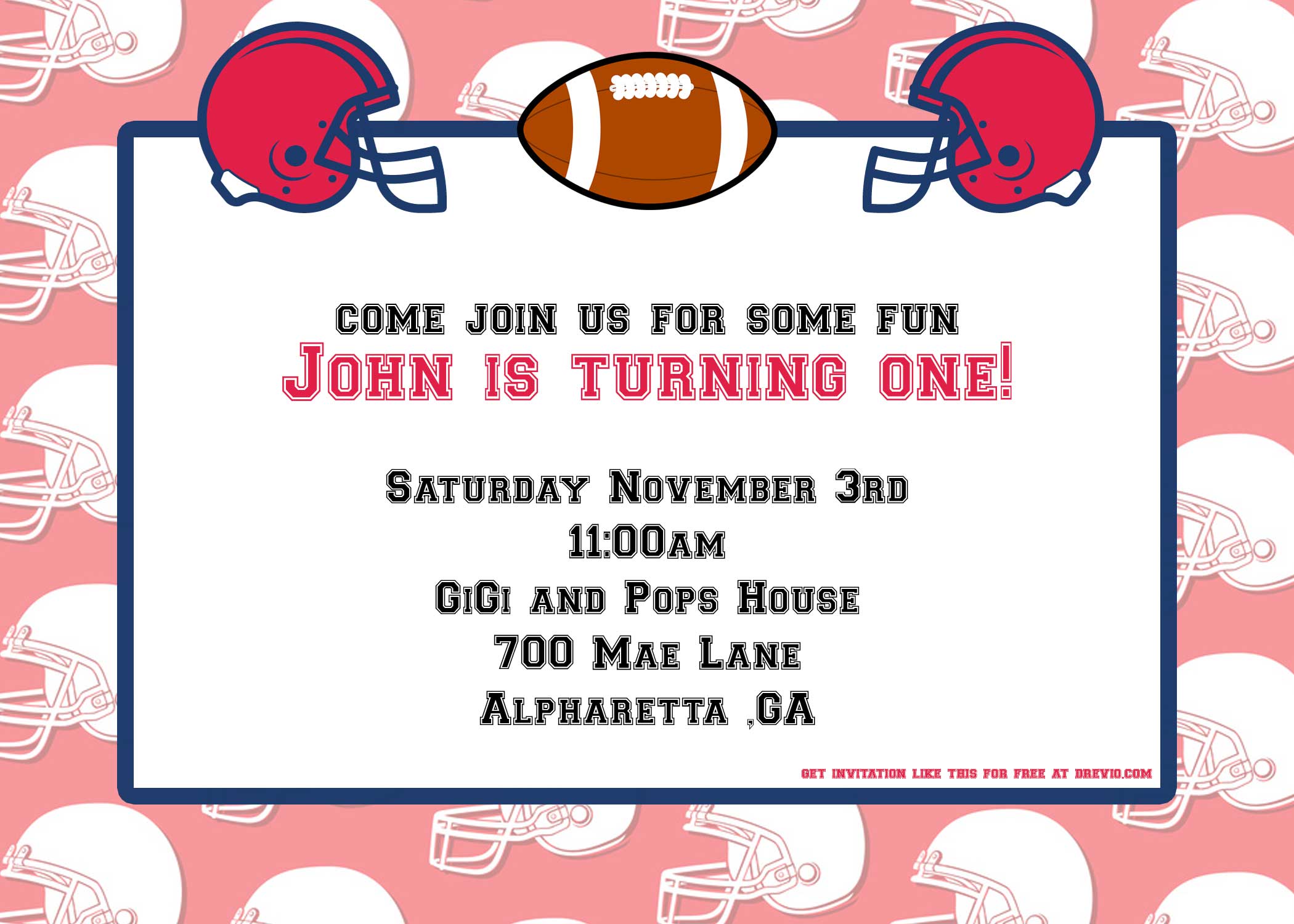 FREE Football Invitation Template Preview
