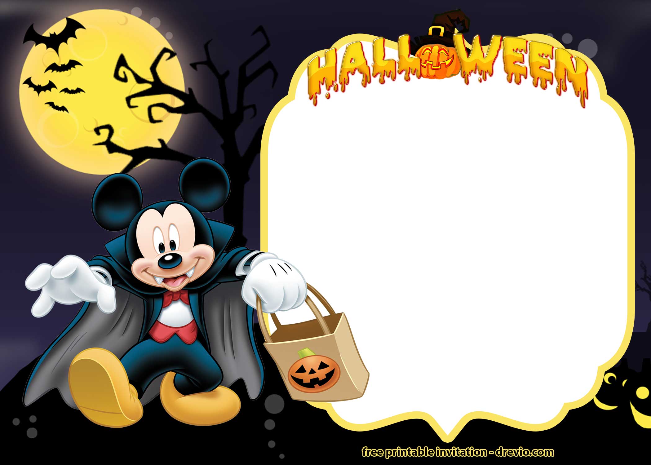 FREE Halloween Mickey Mouse Invitation Template