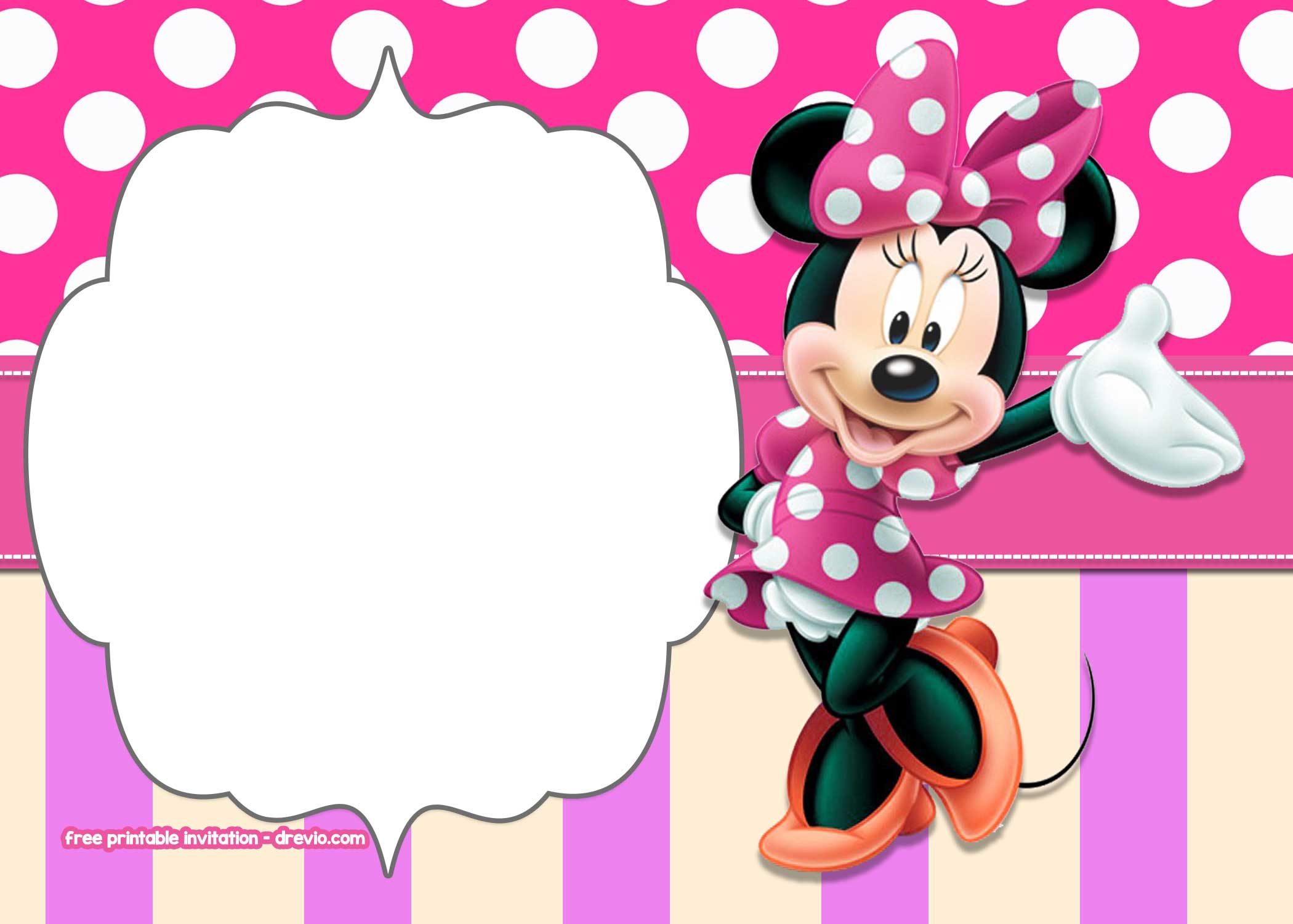 FREE Minnie Mouse printable party Invitation Template