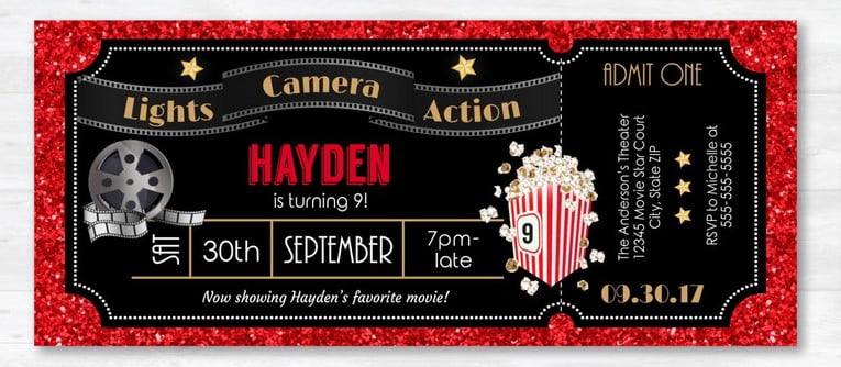 FREE Printable Movie Invitation Template Preview