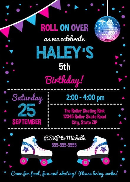 Roller Skating Invitation Template Preview