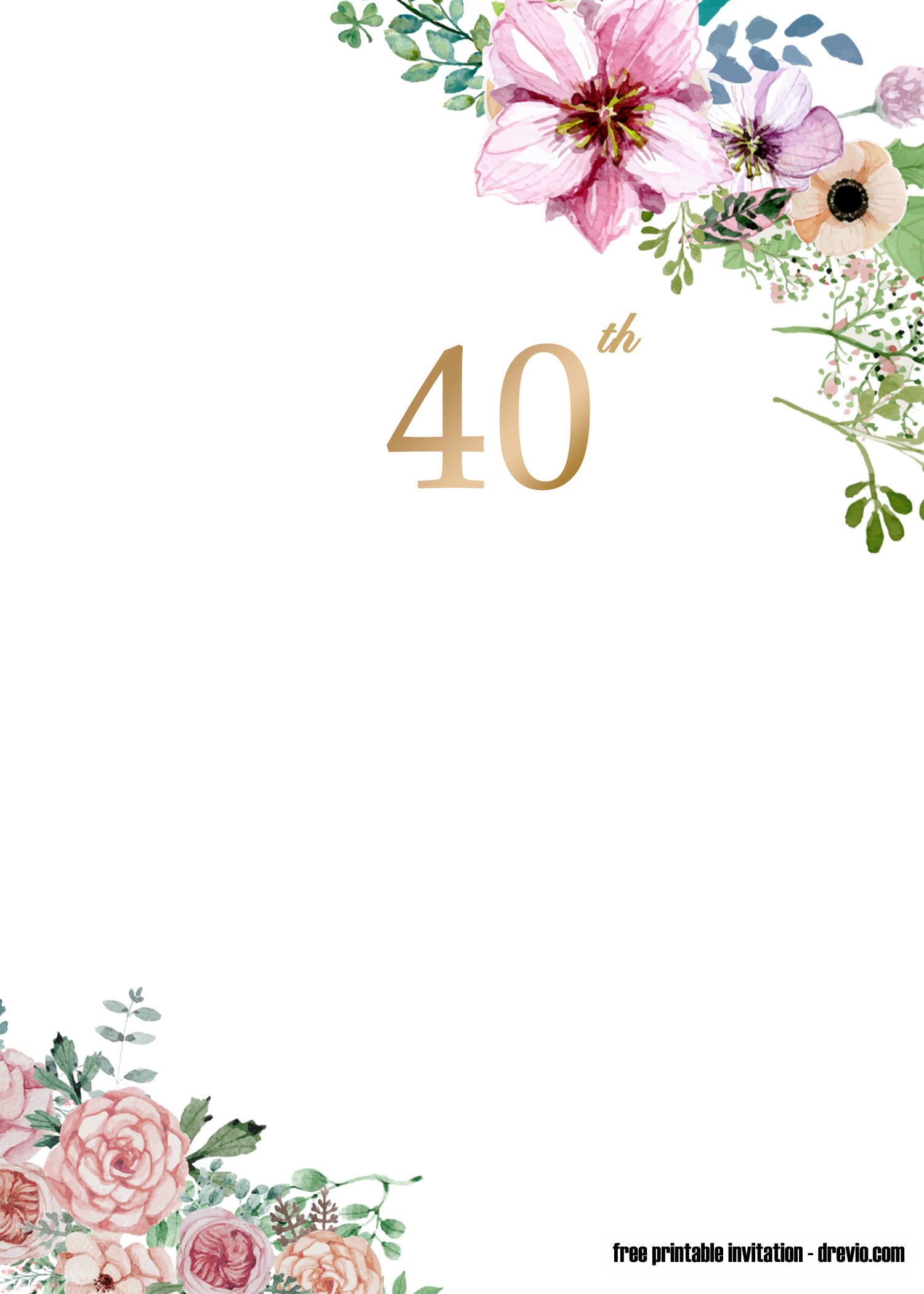 FREE 40th invitation template