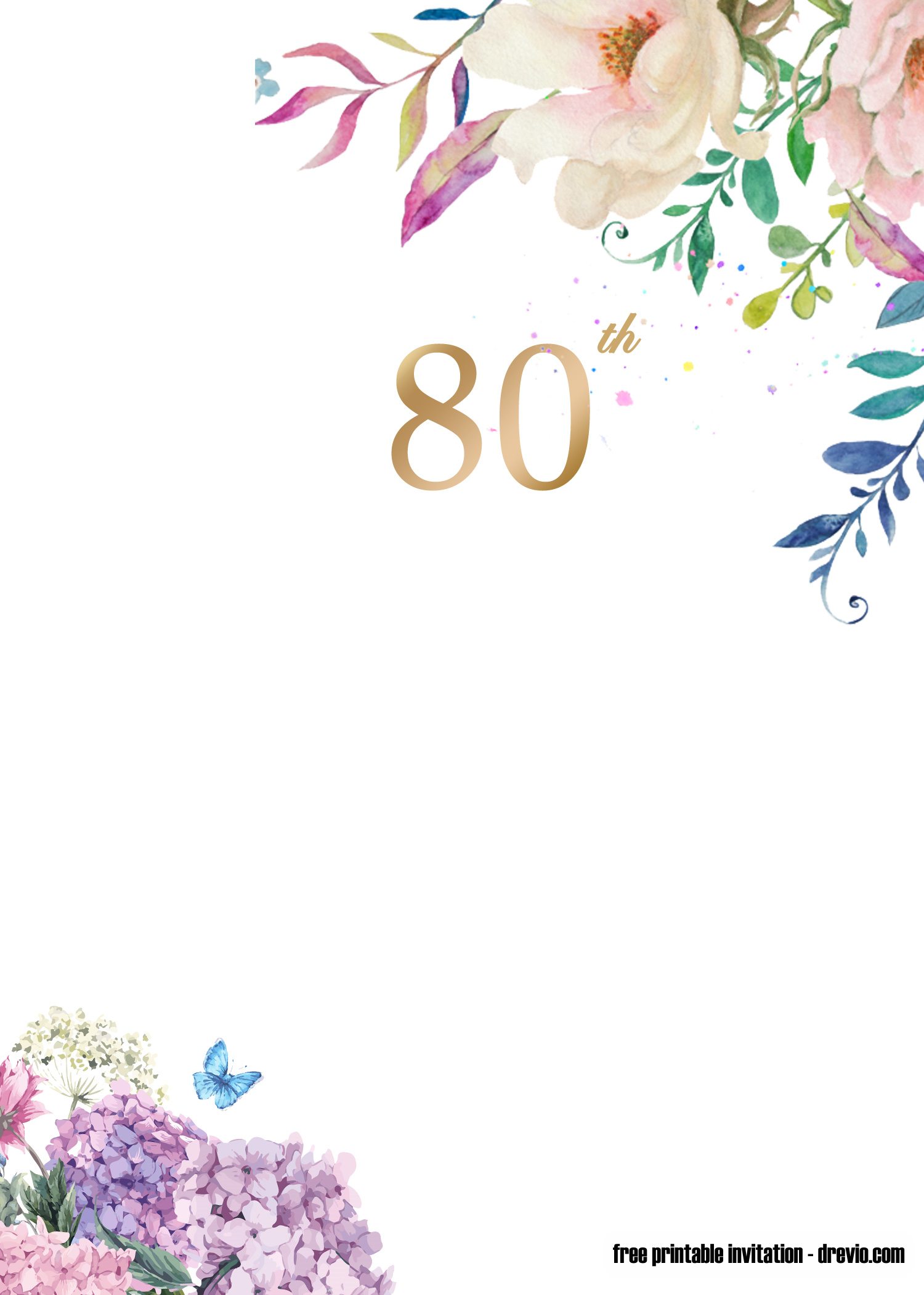 FREE 80th invitation template