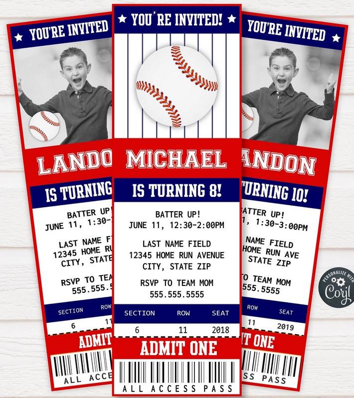 FREE Baseball invitation template preview
