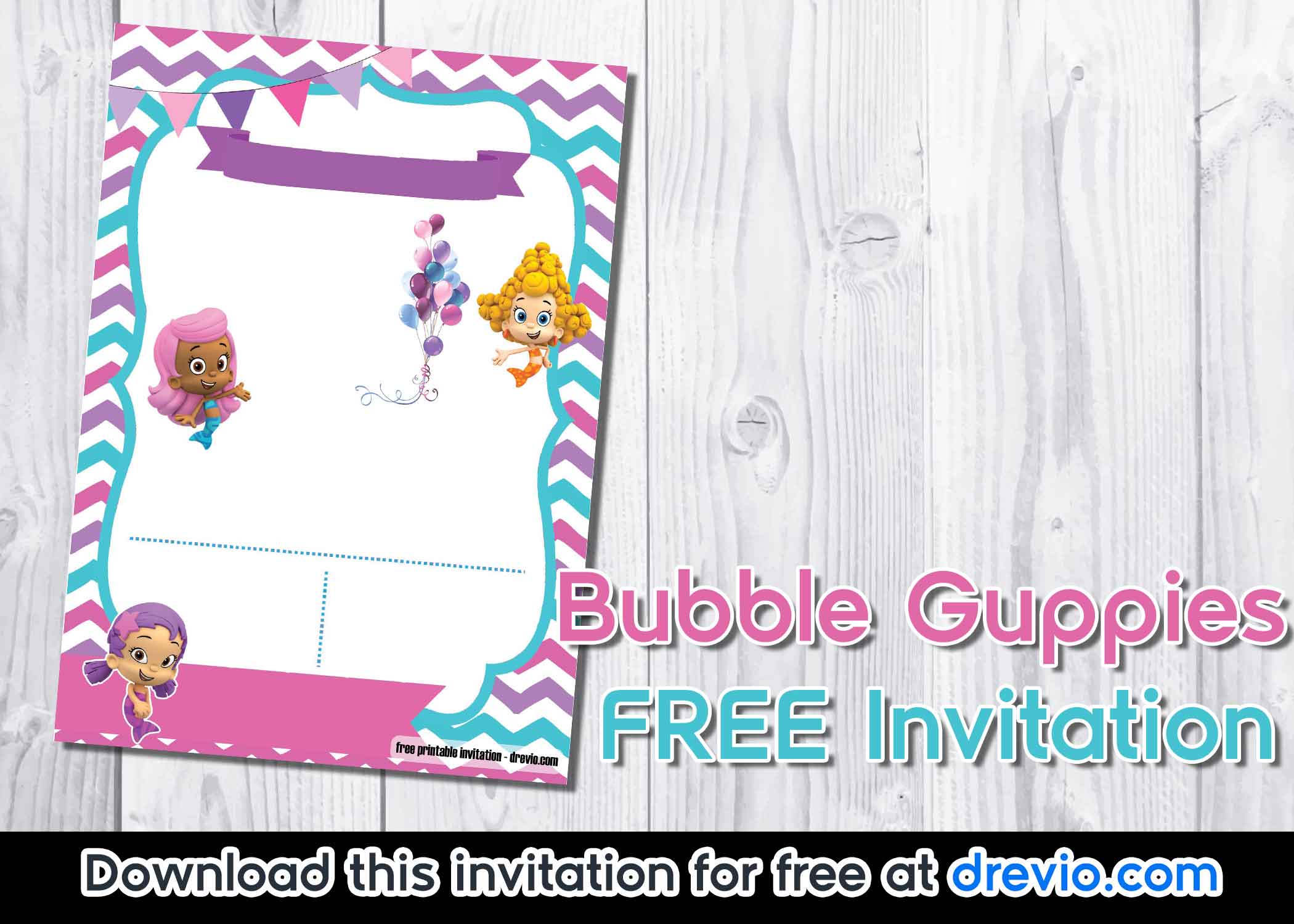 FREE Bubble Guppies invitation template Preview