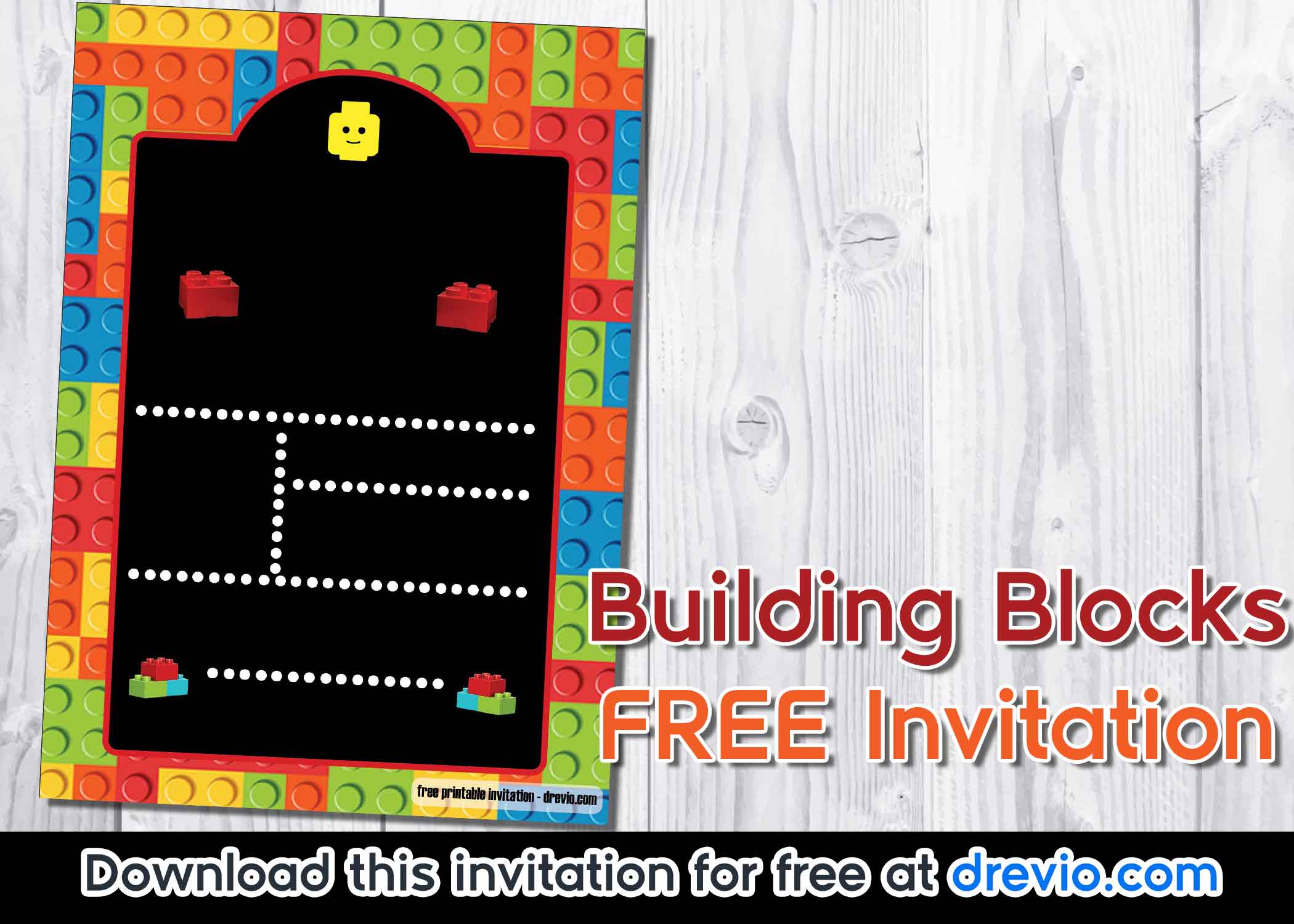 FREE Building Blocks Dark Invitation template preview