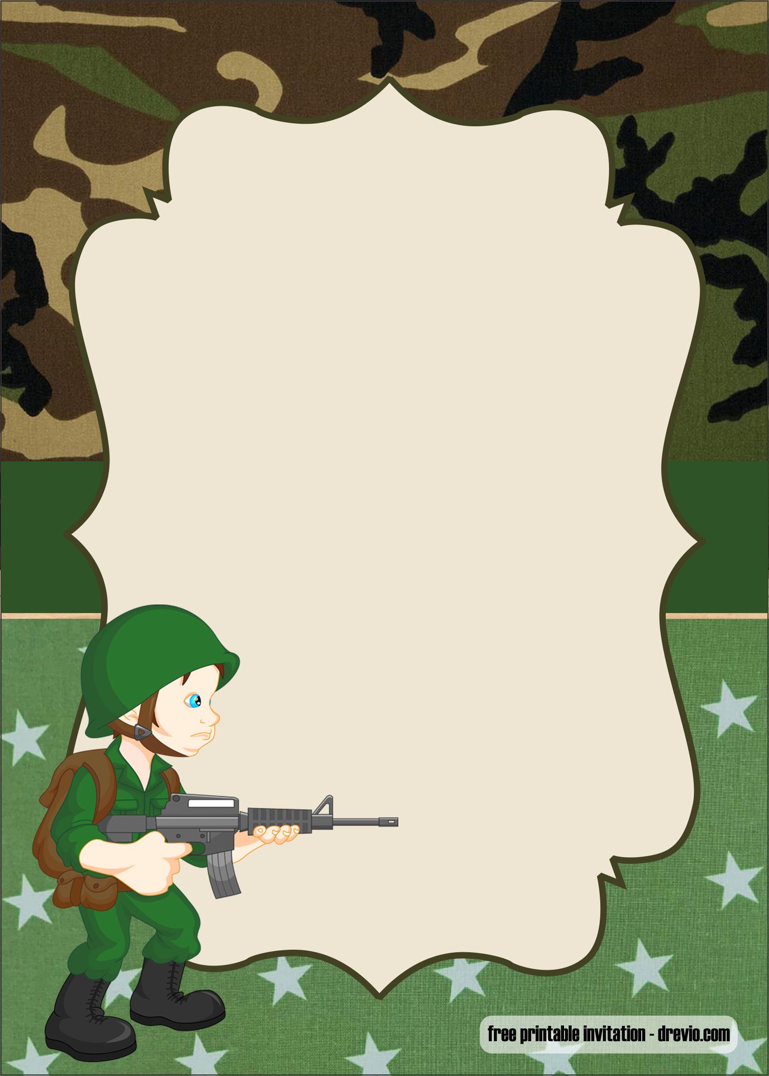 FREE Camo Baby shower invitation template printable