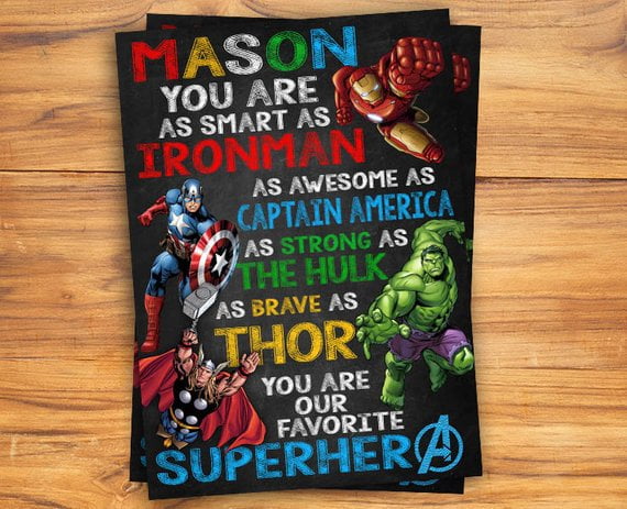FREE Chalkboard Avengers Invitation template preview