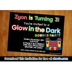 FREE Printable Glow in The Dark Bounce Party Invitation Template – PSD