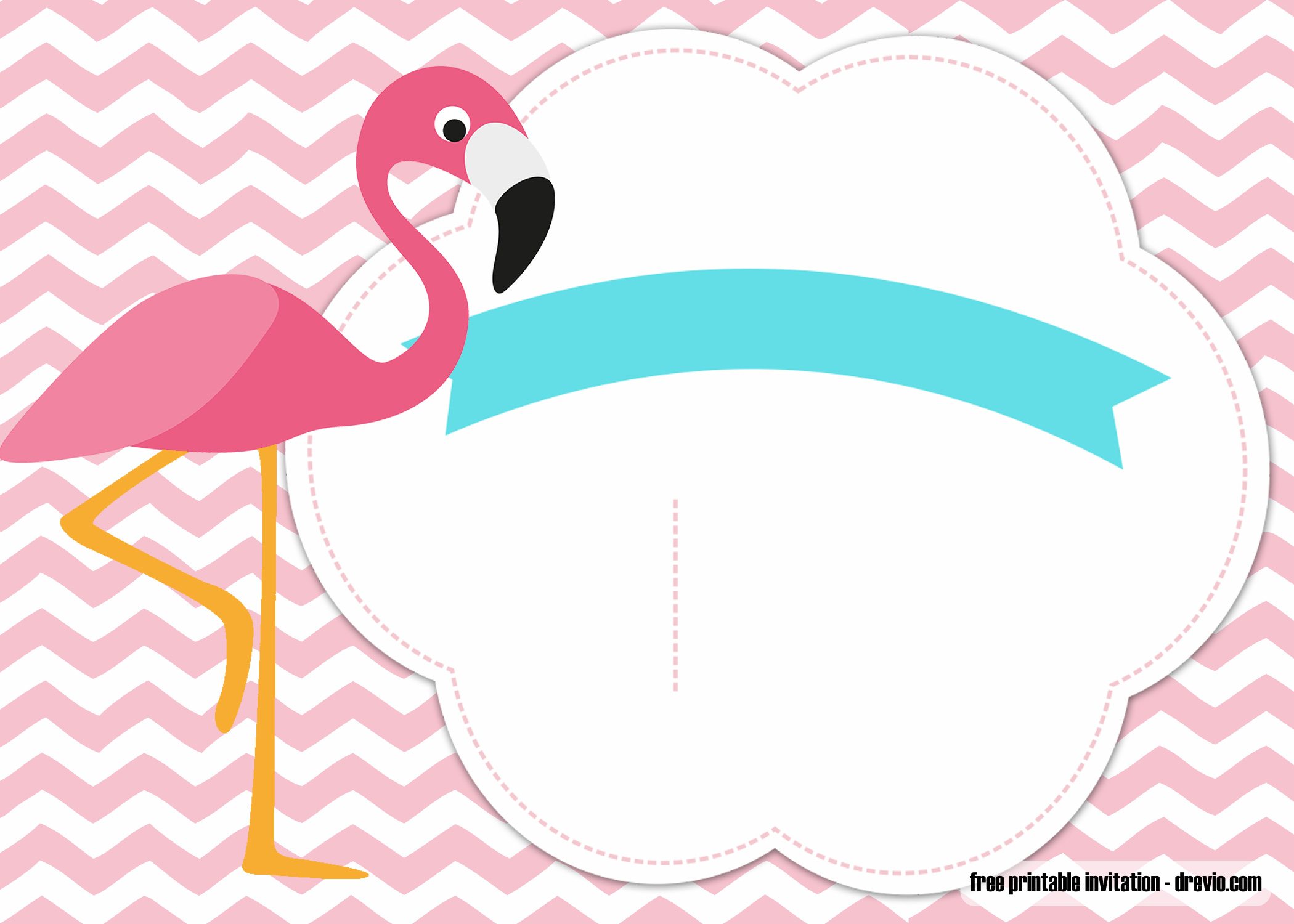 FREE Flamingo invitation template
