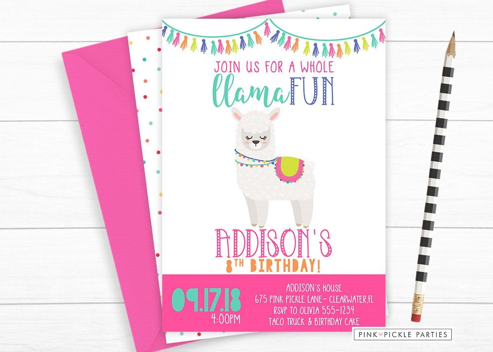 FREE Llama invitation template preview