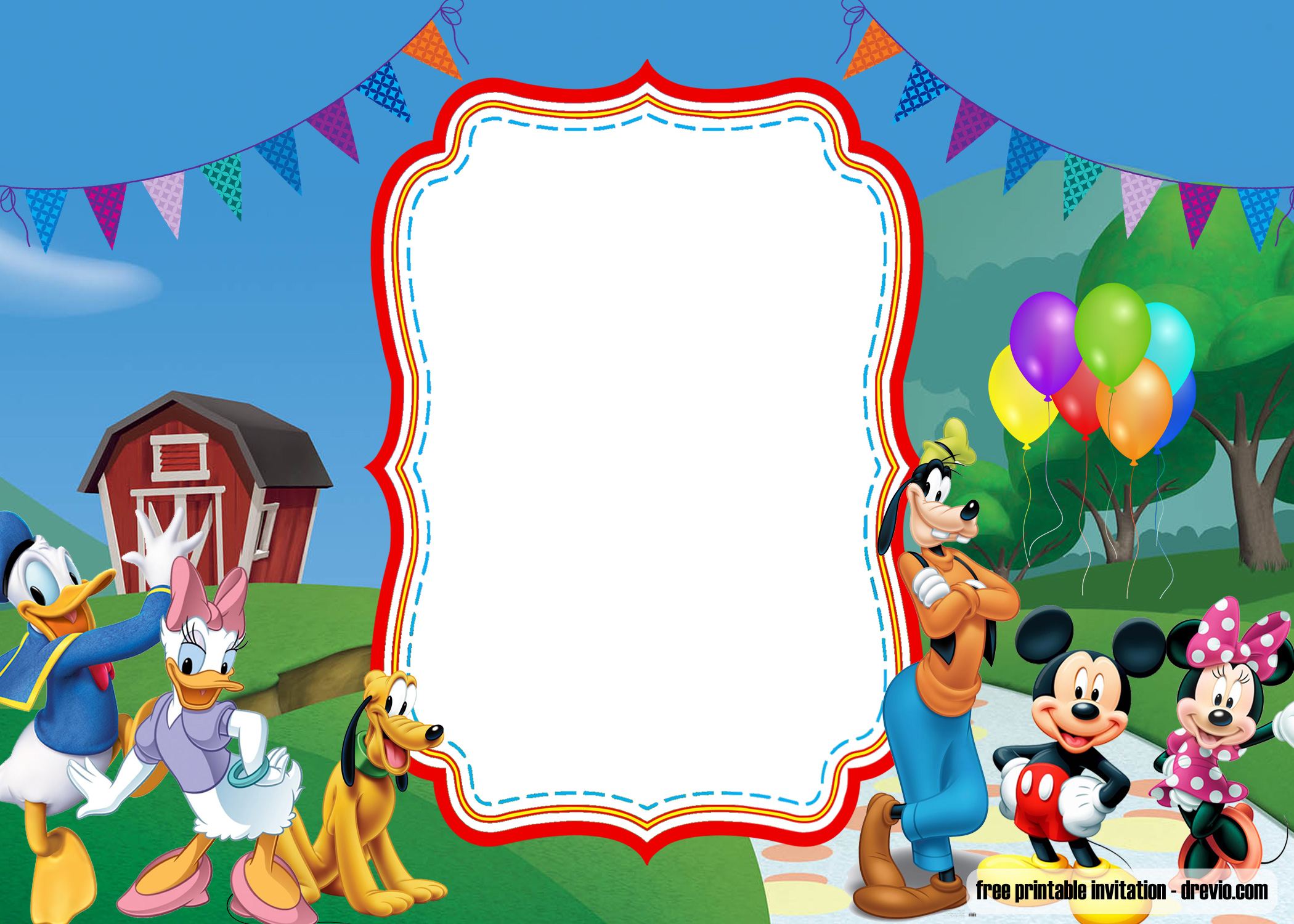 FREE Mickey Mouse with Photo invitation template