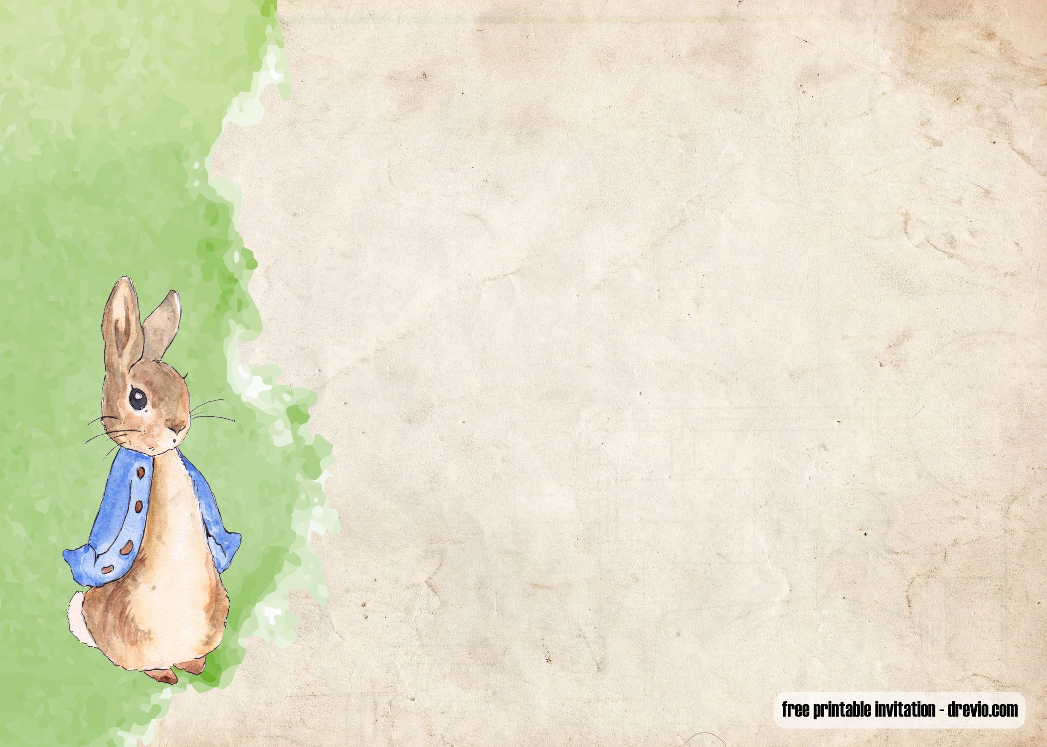FREE Peter Rabbit Invitation template