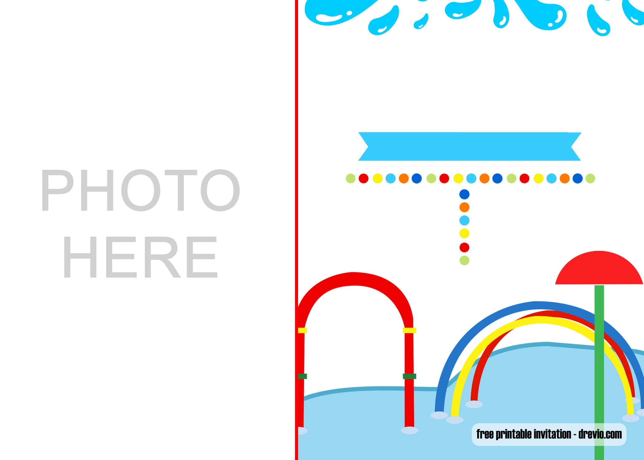FREE Splish Splash Invitation template with photo