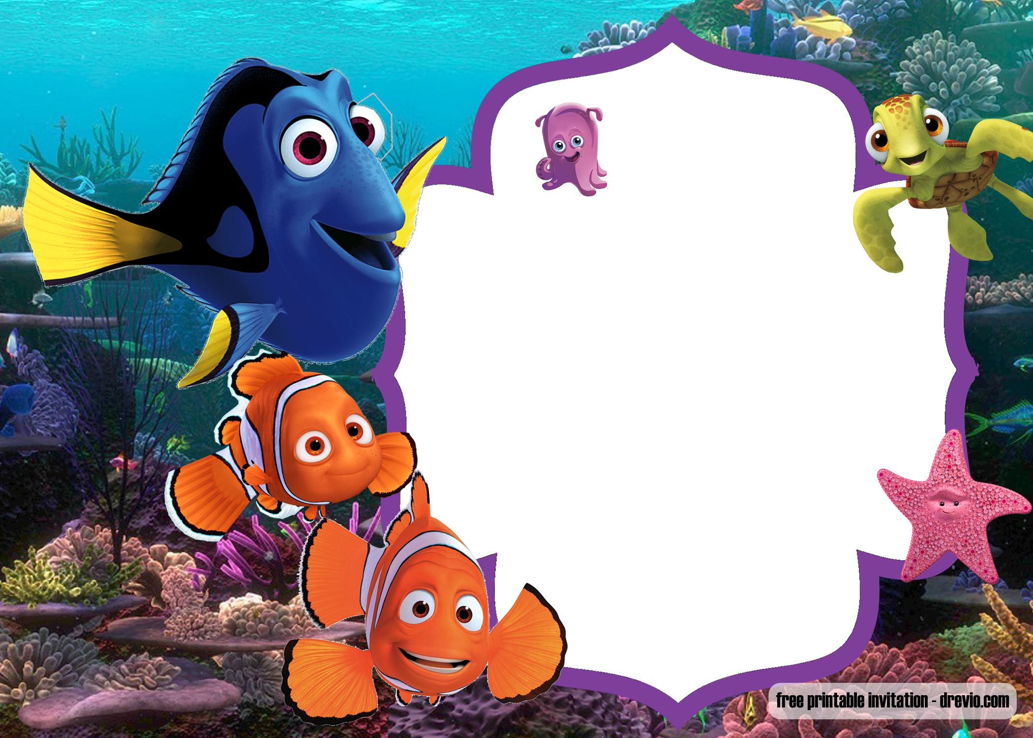Finding Nemo free invitation template