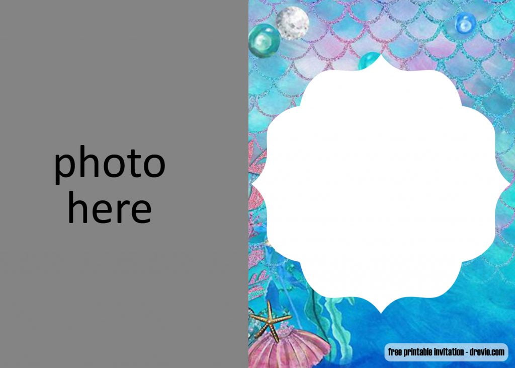 Mermaid Party with Photo invitation 2