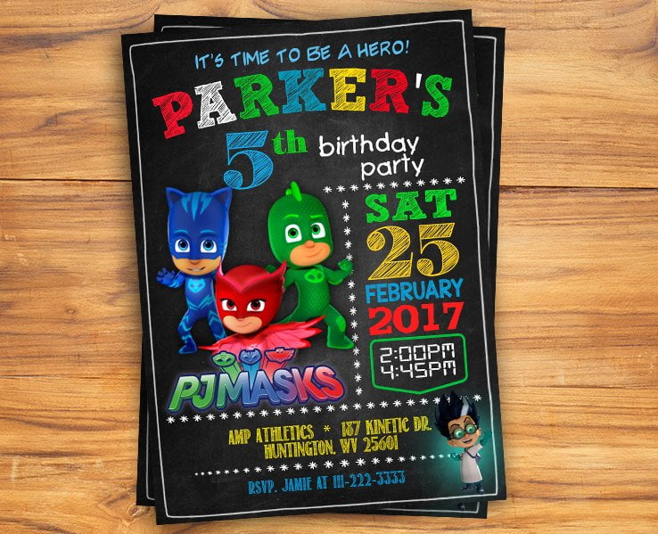 PJ Masks Invitation template preview