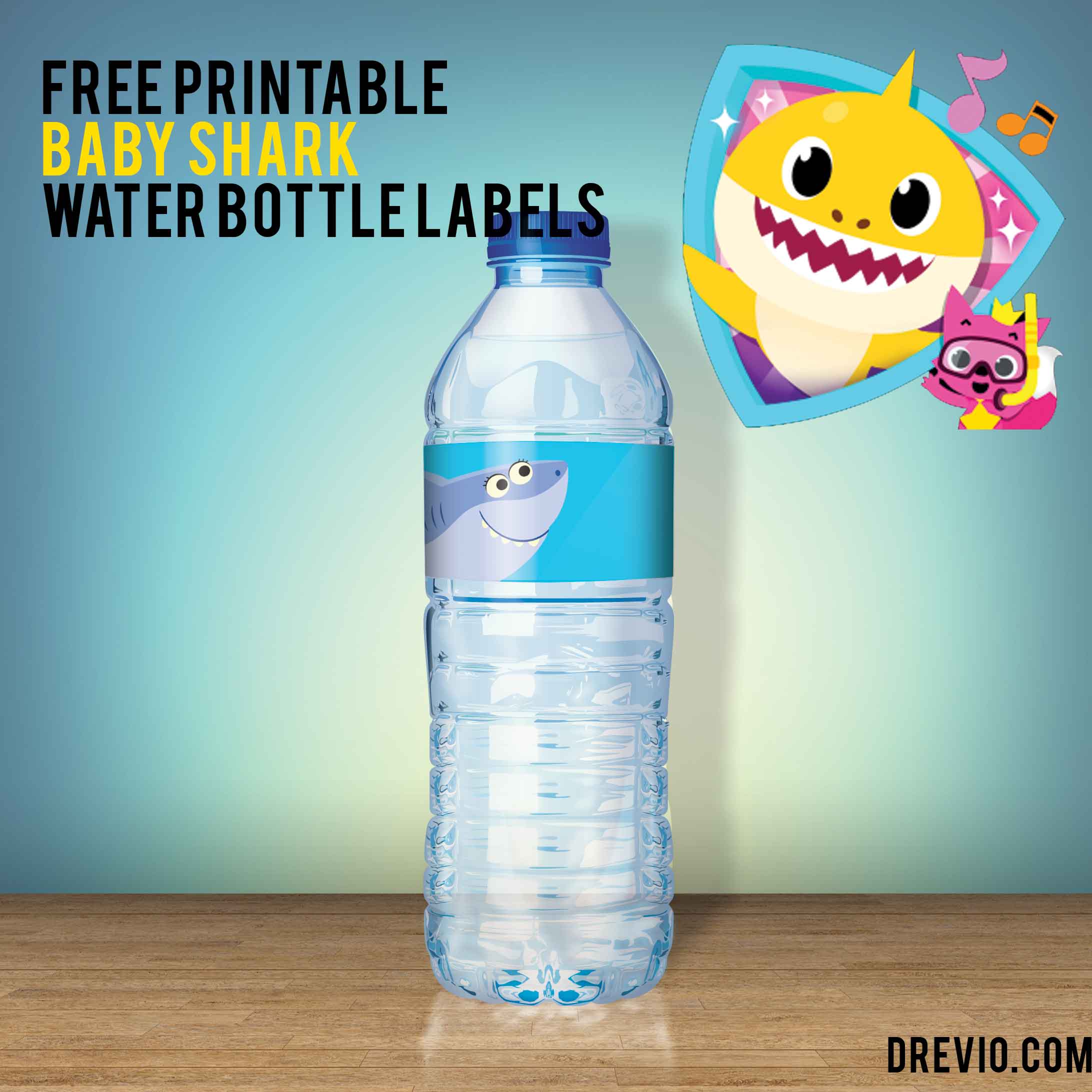 Baby shark water bottle label preview