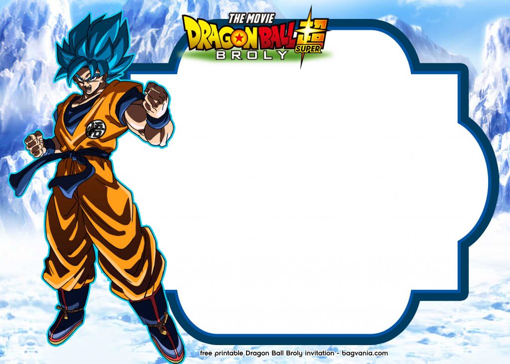 FREE Printable Dragon Ball Broly Songoku Invitation Glacier