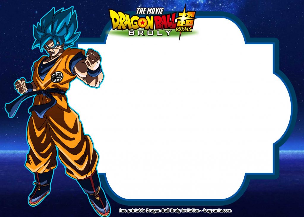 FREE Printable Dragon Ball Broly Songoku Invitation Space
