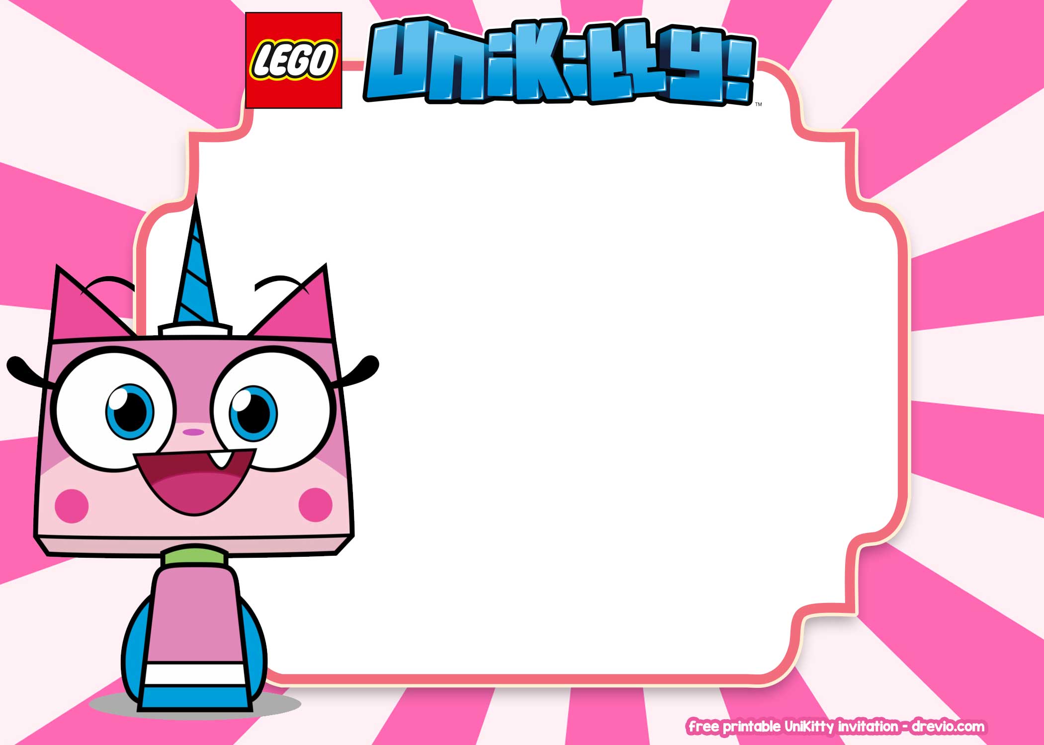FREE Cute UniKitty Welcome Birthday Invitation templates